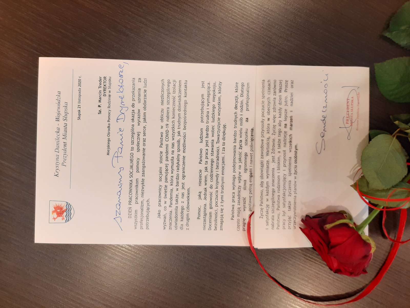 Życzenia Prezydentki Miasta Słupska dla Naszych Pracowników