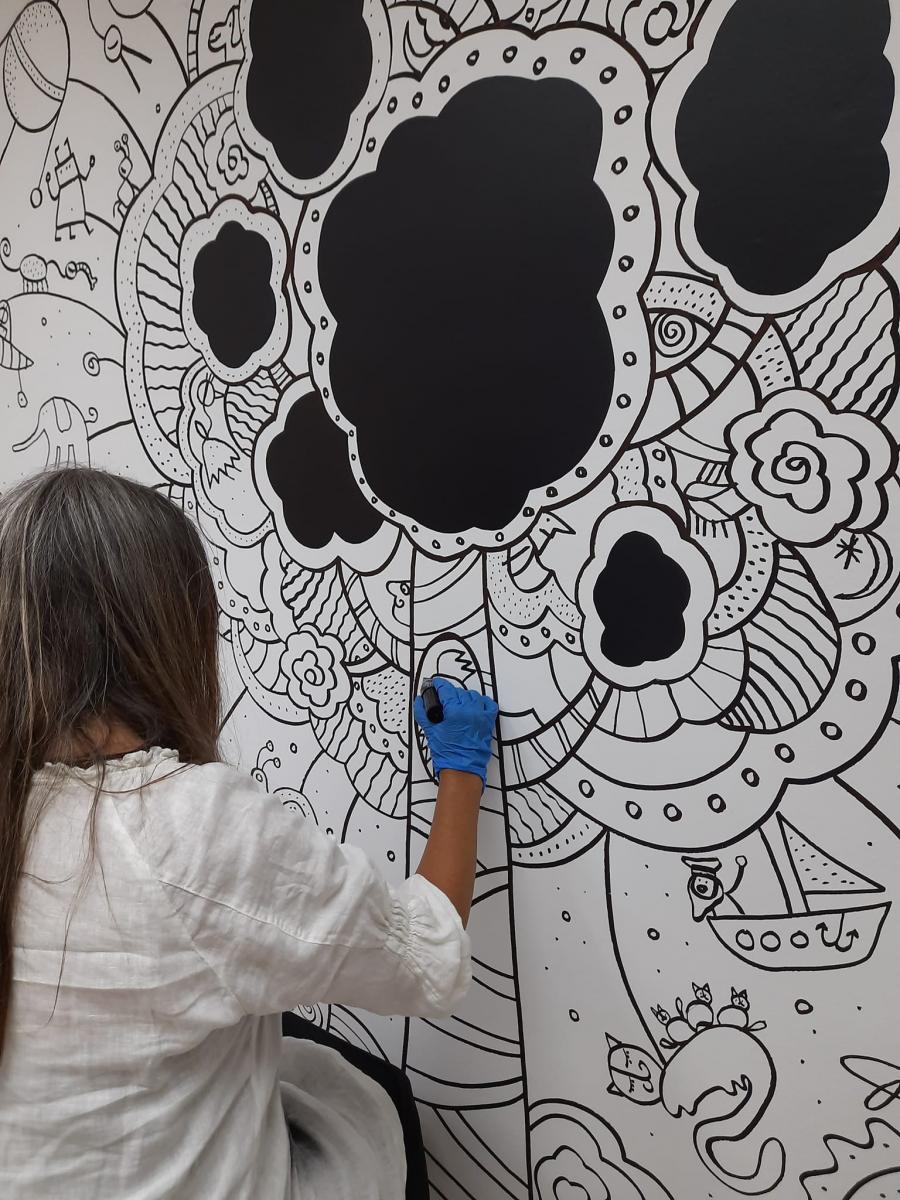 Dekorowanie ścian w Placówce przy ul. Raszyńskiej