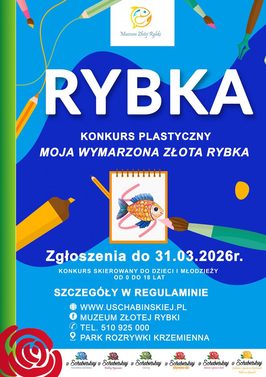 Plakat informujący o konkursie ZŁOTA RYBKA