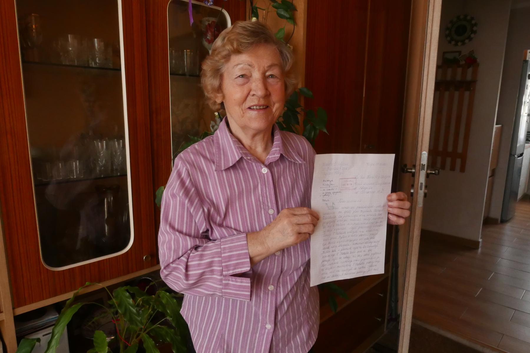 Podziękowania Pani Elżbiety dla asystentki zatrudnionej przez MOPR