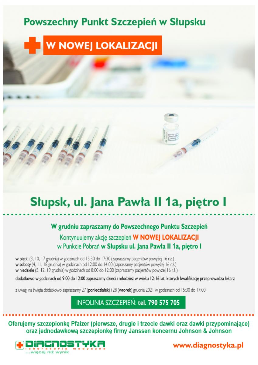 Nowa lokalizacja powszechnego punktu szczepień w Słupsku
