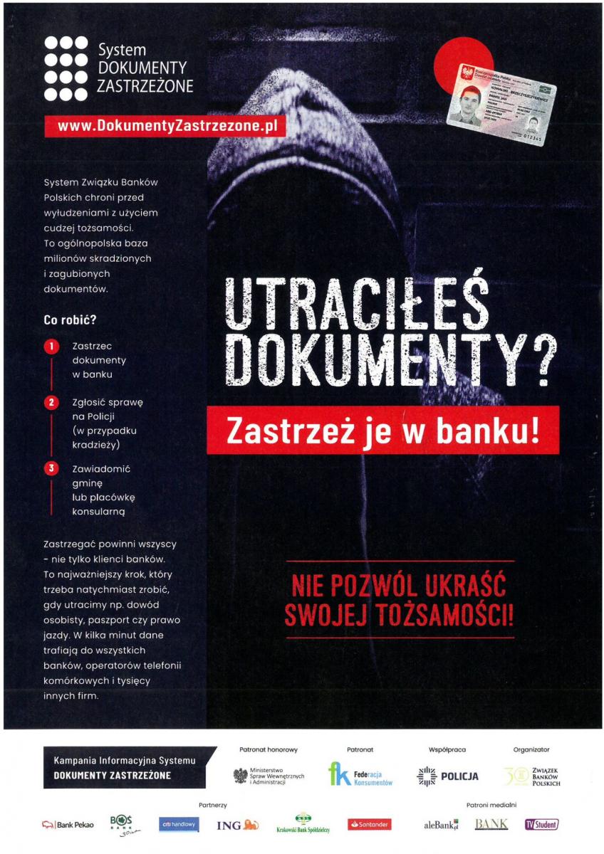 plakaty dotyczący utraty dokument&oacute;w